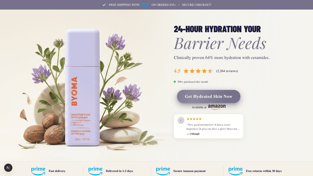 Generated landing page